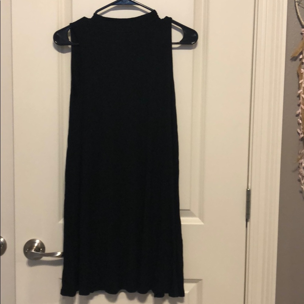High neck black dress